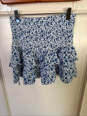 Two Sky to Moon Smocked Ruffled Floral Mini skirts